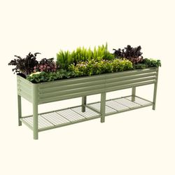 Vego Garden 32 in. H X 96 in. W X 12 in. D Metal Elevated Garden Bed Kit Olive Green