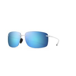 Maui Jim Hema Sunglasses Unisex Crystal Matte Frame Blue Hawaii Lens Polarized
