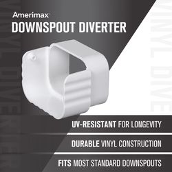 Amerimax 3.5 in. H X 3.5 in. W X 2 in. L White Vinyl Gutter Diverter
