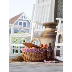 Picnic Time Country Red and White Plaid Wood Picnic Basket