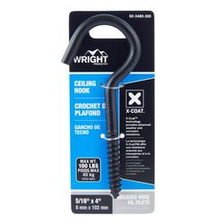 Wright Medium Matte Black Steel 4 in. L Ceiling Hook 100 lb 1 pk