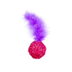 Boss Pet Pet Park Blvd For Cat Purple/Red Woven Paracord Wicker Ball Cat Toy 1 pk