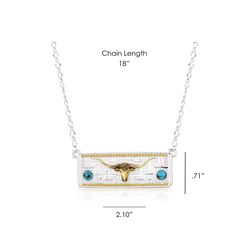 Montana Silversmiths Women's Rectangle Steerhead TQ Silver/Turquoise Necklace