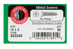 HILLMAN No. 14 Ga. X 3 in. L Phillips Pan Head Sheet Metal Screws 50 pk