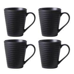 Onieda Entertain 365 12 oz Black Stoneware Ridge Mug 4 in. D 4 pc