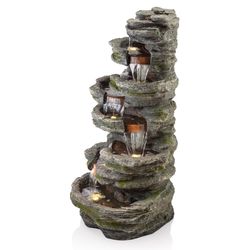 Alpine Polyresin Gray Fountain with LED Light