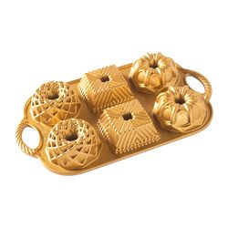 Nordic Ware 8 in. W X 14 in. L Geo Bundtlette Cakelet Pan Gold