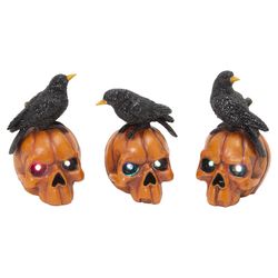Gerson 6 in. Pumpkin Skull with Crow Fall Decor