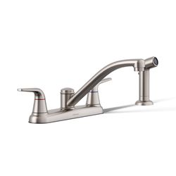 Sterling Passera Two Handle Vibrant Stainless Kitchen Faucet Side Sprayer Included