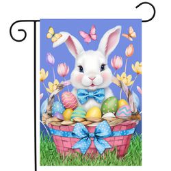 Briarwood Lane Easter Bunny Basket Garden Flag 18 in. H X 12.5 in. W