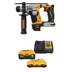 DEWALT 20V MAX* ATOMIC SDS+ Rotary Hammer Drill with 20V MAX* 4 Ah and 6 Ah Battery & Charger Kit