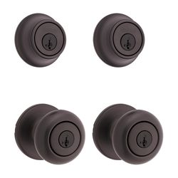 Kwikset SmartKey Security Classic Venetian Bronze Entry Knob and Single Cylinder Deadbolt KW1 1-3/4