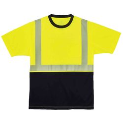Ergodyne GloWear Reflective Black Front Performance Safety Tee Shirt Lime S