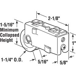 Prime-Line 1-1/4 in. D X 0.31 in. L Nylon/Plastic Roller Assembly 1 pk