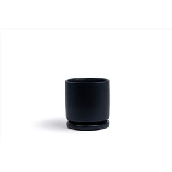 Momma Pots Gemstone Cylinder 6.5 in. W Porcelain Planter Black