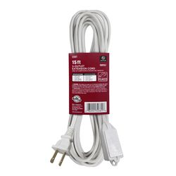 Ace Indoor 15 ft. L White Extension Cord 16/2 SPT-2