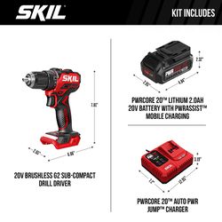 SKIL 20V PWRCORE 1/2 in. Brushless Cordless Drill/Driver Kit (Battery & Charger)