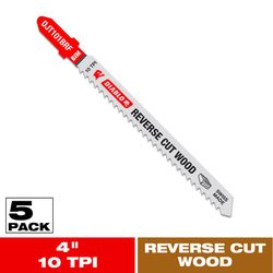 Diablo 4 in. Bi-Metal T-Shank Reverse Cut Wood Jig Saw Blade 10 TPI 5 pk