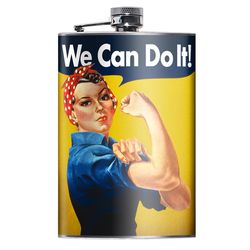 Lucky Jack 8 oz Stainless Steel We Can Do It Hip Flask