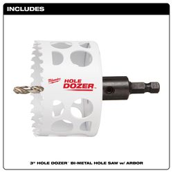 Milwaukee Hole Dozer 3 in. Bi-Metal 3.5 in. L X 1/4 in. D Hole Saw with Arbor and Pilot Bit Arbor In