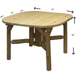 Lakeland Mills Contoured Comfort Natural Square Wood Rustic Northwoods Dining Table