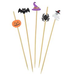 R&M International Corp Assorted Wood Halloween Cocktail Picks