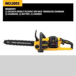 DeWalt 60V MAX DCCS670T1 16 in. 60 V Battery Chainsaw Kit (Battery & Charger)