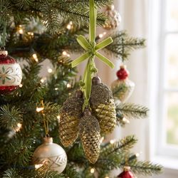 Good Tidings Gold Pinecone Ornament 7 in.