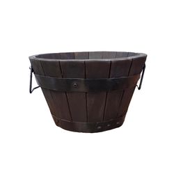 DeVault Enterprises 6 in. H X 10 in. W X 10 in. D Wood Whiskey Barrel Planter Brown