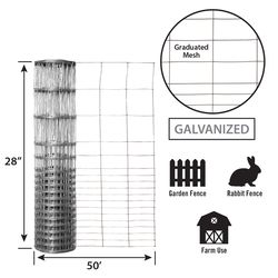 YardGard 28 in. H X 50 ft. L Galvanized Steel Welded Wire Fence