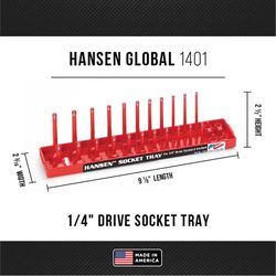 Hansen Global 9 in. L X 1/4 in. drive SAE Socket Tray 1 pc