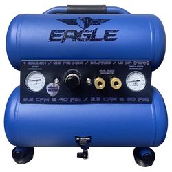 Eagle Silent 4 gal Horizontal Portable Air Compressor 125 psi 1.5 HP