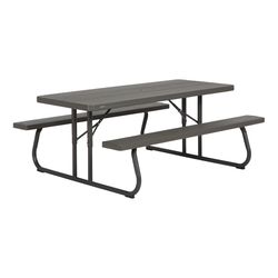 Lifetime Plastic Brown 72 in. Rectangle Foldable Picnic Table