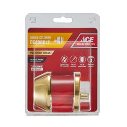 Ace Mobile Home Polished Brass Metal Single Cylinder Deadbolt