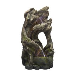 Alpine Polyresin Brown Tree Trunk Arch Fountain with LED Light