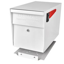 Mail Boss Galvanized Steel Post Mount White Locking Mailbox
