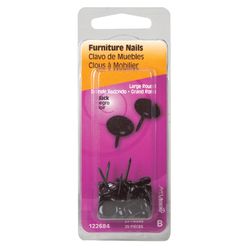 HILLMAN Large Size Black Brass Furniture Nails 25 pk
