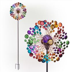 Alpine Multicolored Metal 60 in. H Solar Windmill Stake