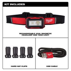 Milwaukee 450 lm Black/Red LED Rechargeable Tactical Head Lamp