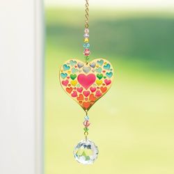 Woodstock Chimes Crystal Dreams Multicolored Acrylic/Glass/Metal 4 in. H X 6.7 in. L Heart of Hearts