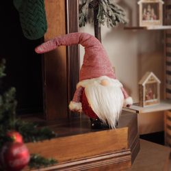 Alpine Christmas Santa Fabric and Cotton Gnome Table Decor 16.93 in.