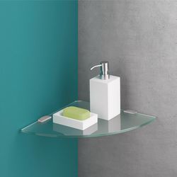 Dolle 0.31 in. H X 9.8 in. W X 9.8 in. D Clear/White Glass Corner Shelf