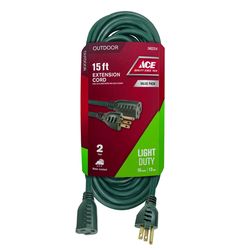 Ace Indoor or Outdoor 15 ft. L Green Extension Cord Combo Set 16/3 SJTW
