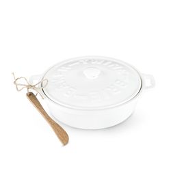 TWINE Rustic Farmhouse White Ceramic Brie Baker/Spreader 1