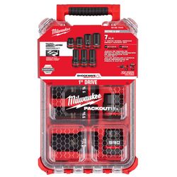 Milwaukee PACKOUT 1 in. drive Metric/SAE Wheel Service Impact Socket Set 7 pc