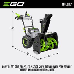 EGO Power+ Peak Power SNT2800 28 in. Two stage 56 V Battery Snow Blower Tool Only W/ 2-IN-1 CHUTE ADJUSTMENT