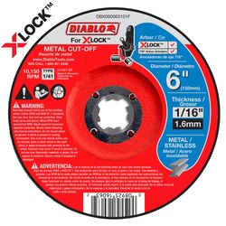 Diablo X-Lock 6 in. D X 7/8 in. X 1/16 in. thick Aluminum Oxide Metal Cut-Off Disc 1 pc