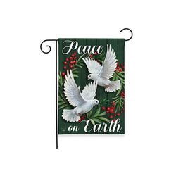 Briarwood Lane Peace on Earth Wreath Garden Flag 18 in. H X 12.5 in. W