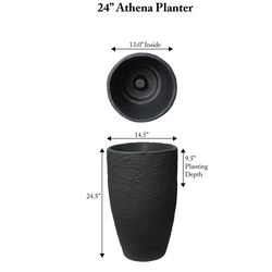 Algreen Athena 25 in. H X 15 in. D Polyethylene Double wall Planter Black