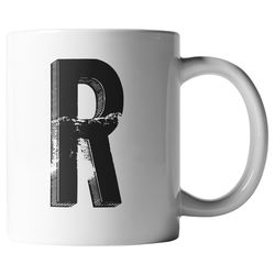 El Arroyo 12 oz Black/White BPA Free Marquee Letter R Mug